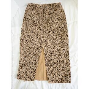 VTG Sinsay Leopard Print Pencil Skirt Slit S Mob Wife Y2K Retro Office Boho Indi